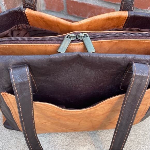 Unique Soft Leather 2-Tone Mushroom Shoulder/Tote/Bag with nature scarf/wrap - Picture 9 of 12